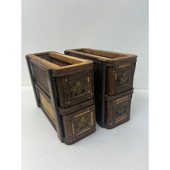Singer Other - Vintage Wood Singer Sewing Machine Drawers w Brackets Wood Set of 2 Antique Pair